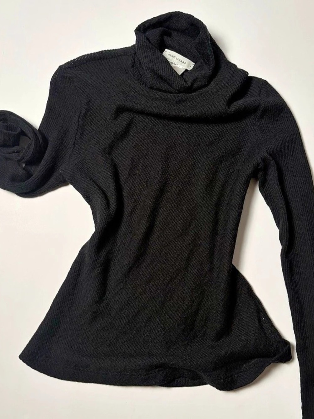 Rene Lezard Black Ribbed Turtleneck Sweater Size M Wool Blend Made in Germany